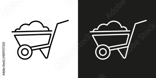 Wheelbarrow or garden cart - vector editable line icon.