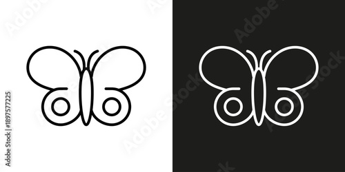 Butterfly, garden insects - vector editable line icon.