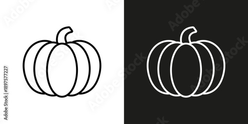 Pumpkin vegetable - vector editable line icon.