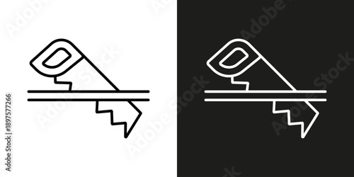 Saw and plank - vector editable line icon.