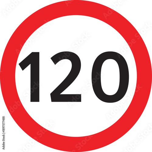 Speed Limit 120 UK Traffic Sign Editable Vector
