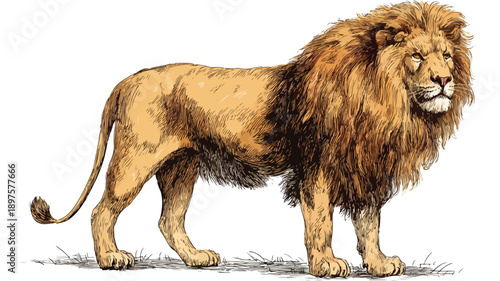 Majestic Lion Standing Vector Illustration for Design Projects