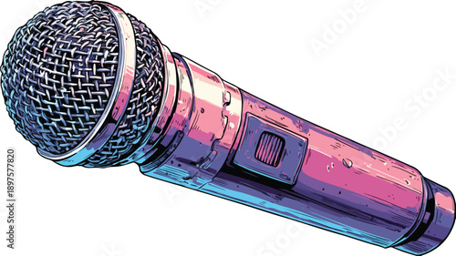 Cartoon Style Microphone Clipart Vector Illustration