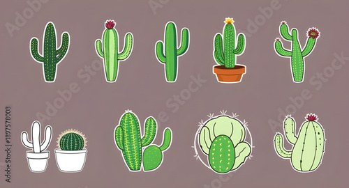 cactus, plant, pot, succulent, green, desert, thorn, spiky, nature, botanical, flora, houseplant, indoor, garden, decor, minimal, simple, cute, modern, flat, icon, symbol, vector, illustration, graphi