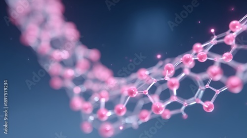 Pink string of beads is shown in the image