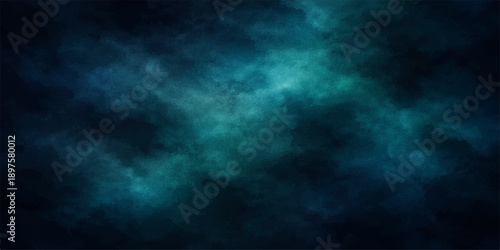 A moody blue abstract background featuring a dark storm of swirling clouds and mist illuminated by a sudden flash of lightning across a textured night sky