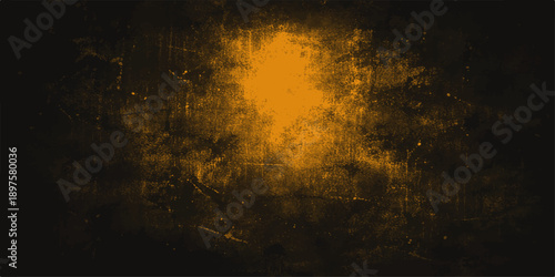 Vintage brown and orange abstract grunge background with a dirty aged paper texture and rusted metal surface featuring dark smoke patterns and fire art design