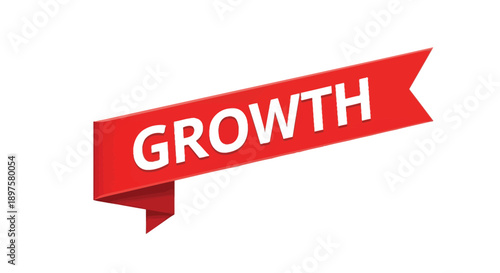 A red banner ribbon declares the concept of business growth.