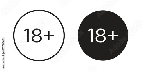 18 Plus icon outline vector set. icon vector isolated on white background. EPS 10