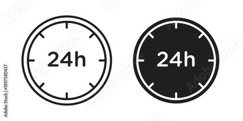 24 hours icon outline vector set. icon vector isolated on white background. EPS 10
