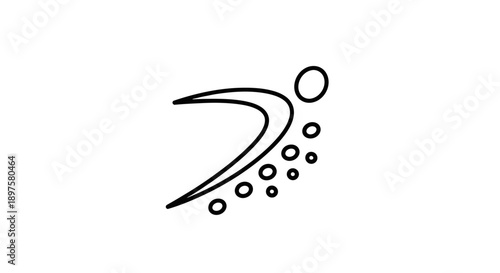 Simple black line drawing of a person diving into water with splashes.