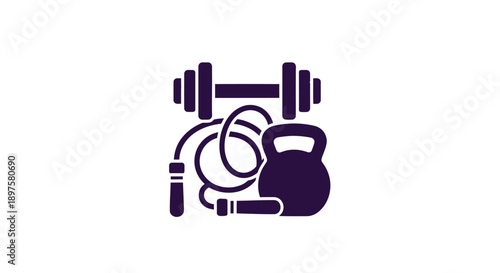 Fitness and Exercise Equipment Illustration.