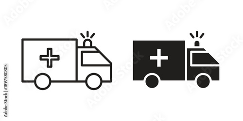 Ambulance icon outline vector set. icon vector isolated on white background. EPS 10