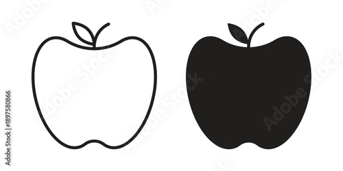 Apple icon outline vector set. icon vector isolated on white background. EPS 10