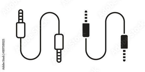 Audio Cable icon outline vector set. icon vector isolated on white background. EPS 10