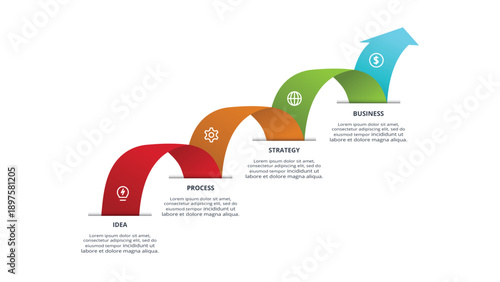 Abstract diagram with 4 steps, options, parts or processes. Vector business template for presentation