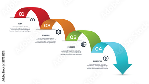 Abstract diagram with 4 steps, options, parts or processes. Vector business template for presentation