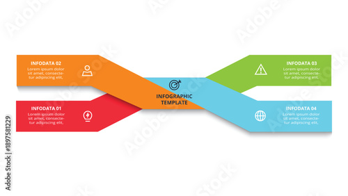 Abstract diagram with 4 steps, options, parts or processes. Vector business template for presentation