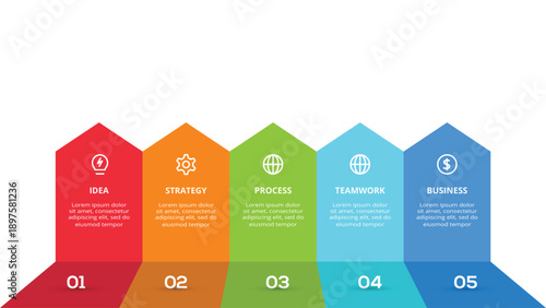 Abstract diagram with 5 steps, options, parts or processes. Vector business template for presentation