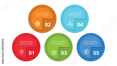 Abstract diagram with 5 steps, options, parts or processes. Vector business template for presentation