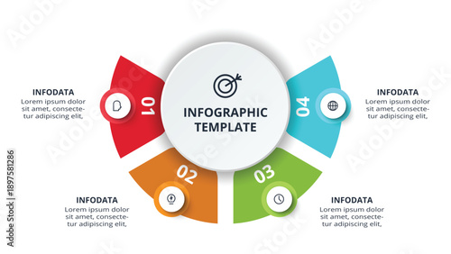 Abstract diagram with 4 steps, options, parts or processes. Vector business template for presentation