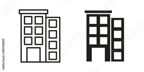 Building icon outline vector set. icon vector isolated on white background. EPS 10