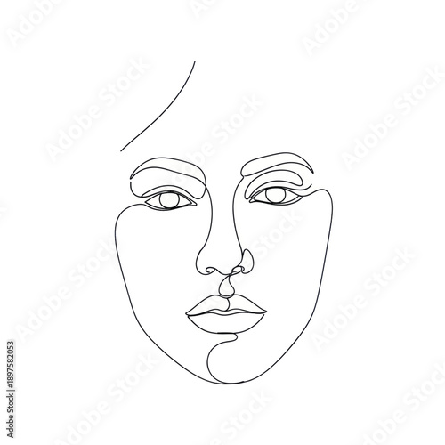 Minimalist continuous line portrait of a woman's face.