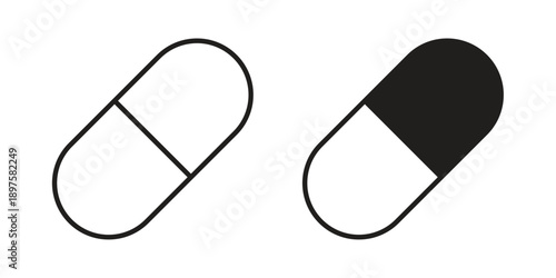 Capsule icon outline vector set. icon vector isolated on white background. EPS 10