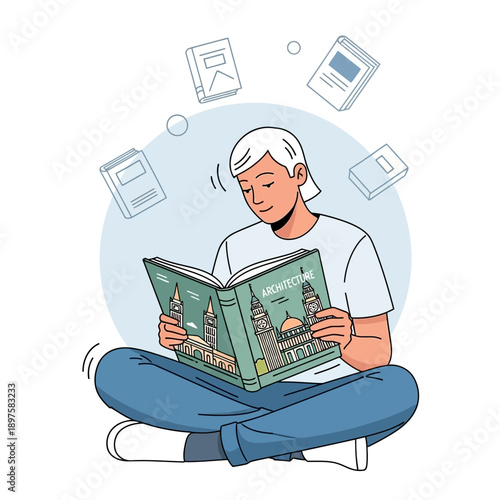 A Person Deeply Engrossed in Architectural Studies And Knowledge Acquisition