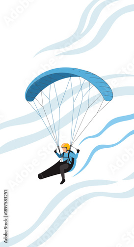 Adventure Seeker Soaring High In The Sky With Paraglider