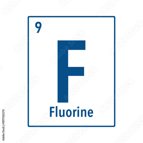 Fluorine element symbol on periodic table background