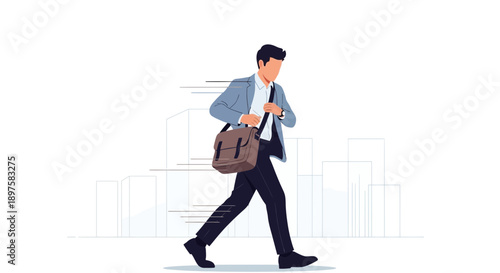 A Person Hurrying Through A Cityscape With Briefcase
