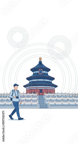 A Tourist Explores The Iconic Temple Of Heaven In Beijing China