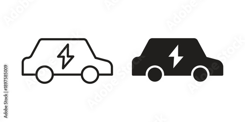 Electric Car icon outline vector set. icon vector isolated on white background. EPS 10