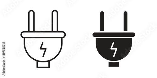 Electric plug icon outline vector set. icon vector isolated on white background. EPS 10