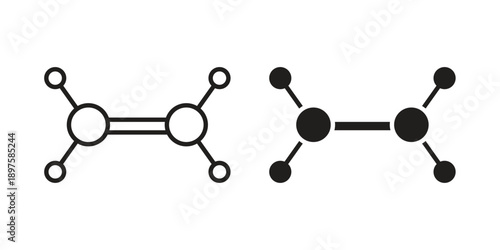 Ethylene molecule icon outline vector set. icon vector isolated on white background. EPS 10