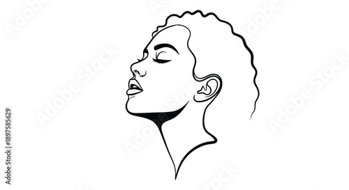 Elegant woman s face in profile a minimalist black silhouette