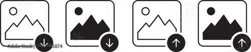 Image Upload and Download Icon Set File Transfer UI Symbols
