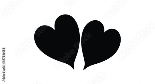 Two black heart shapes closely positioned a loving design silhouette