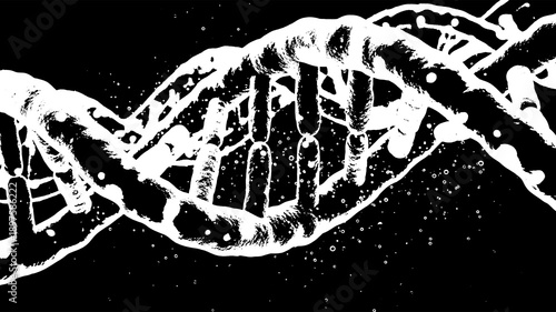Φωτογραφία Abstract 3D rendering of DNA double helix structure in monochrome, science and g
