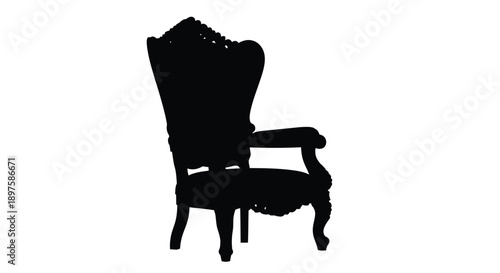 Elegant chair design detailed carving black form striking silhouette