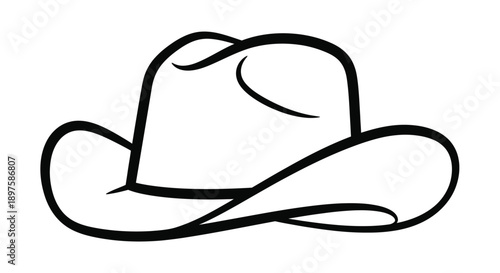 Simple black outline of a cowboy hat a western style silhouette