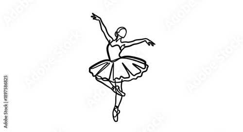 A graceful ballerina in a dynamic pose outlined in black silhouette