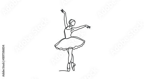 A graceful ballerina in a dynamic pose outlined in black silhouette