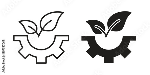 Green technology icon outline vector set. icon vector isolated on white background. EPS 10