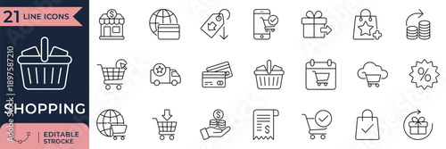 E-commerce Shopping and Retail Business Vector Icon Set