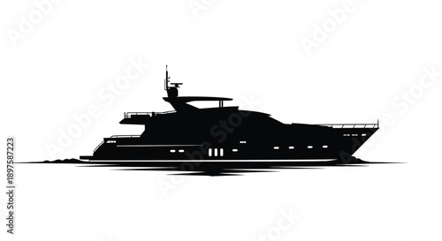 Elegant yacht on water a striking black form silhouette