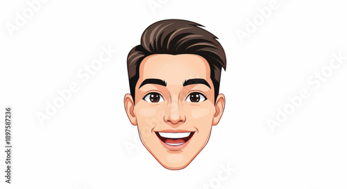 Cheerful cartoon man emoji illustration with a friendly smile and bright expression.