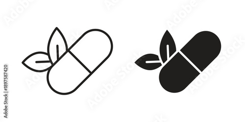 Herbal capsule icon outline vector set. icon vector isolated on white background. EPS 10