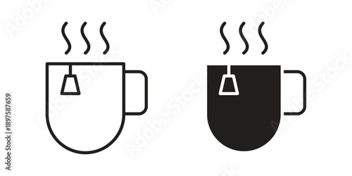 Hot tea icon outline vector set. icon vector isolated on white background. EPS 10